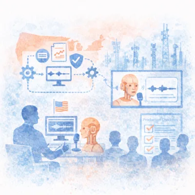 AI-enabled learning production workflow with governance controls, quality checks, and human-AI collaboration using voice synthesis and digital training tools