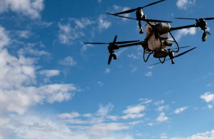 A drone flying outdoors, representing government support for UAV and drone programs.