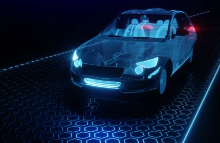 Futuristic car model illustration, symbolizing financial oversight for automotive businesses.