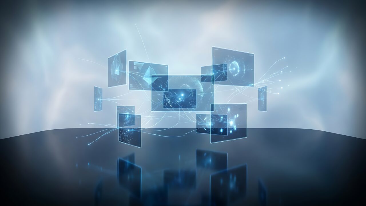 Digital technology operations network representing connected IT systems, infrastructure support and service management.