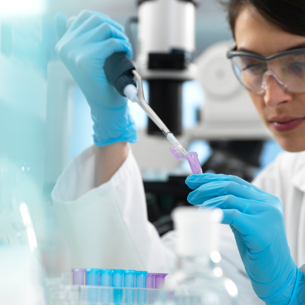 Conducting biotechnology research in a laboratory