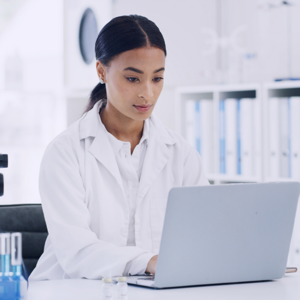 Researcher working on drug discovery